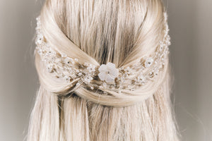 Silver bohemian crown intertwined woven wedding hairvine - Katarina