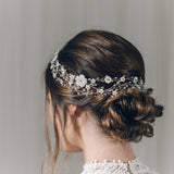 Silver side updo intertwined wedding hair vine - Katarina