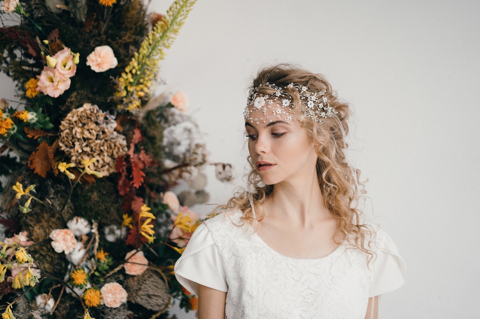 large boho wedding forehead band