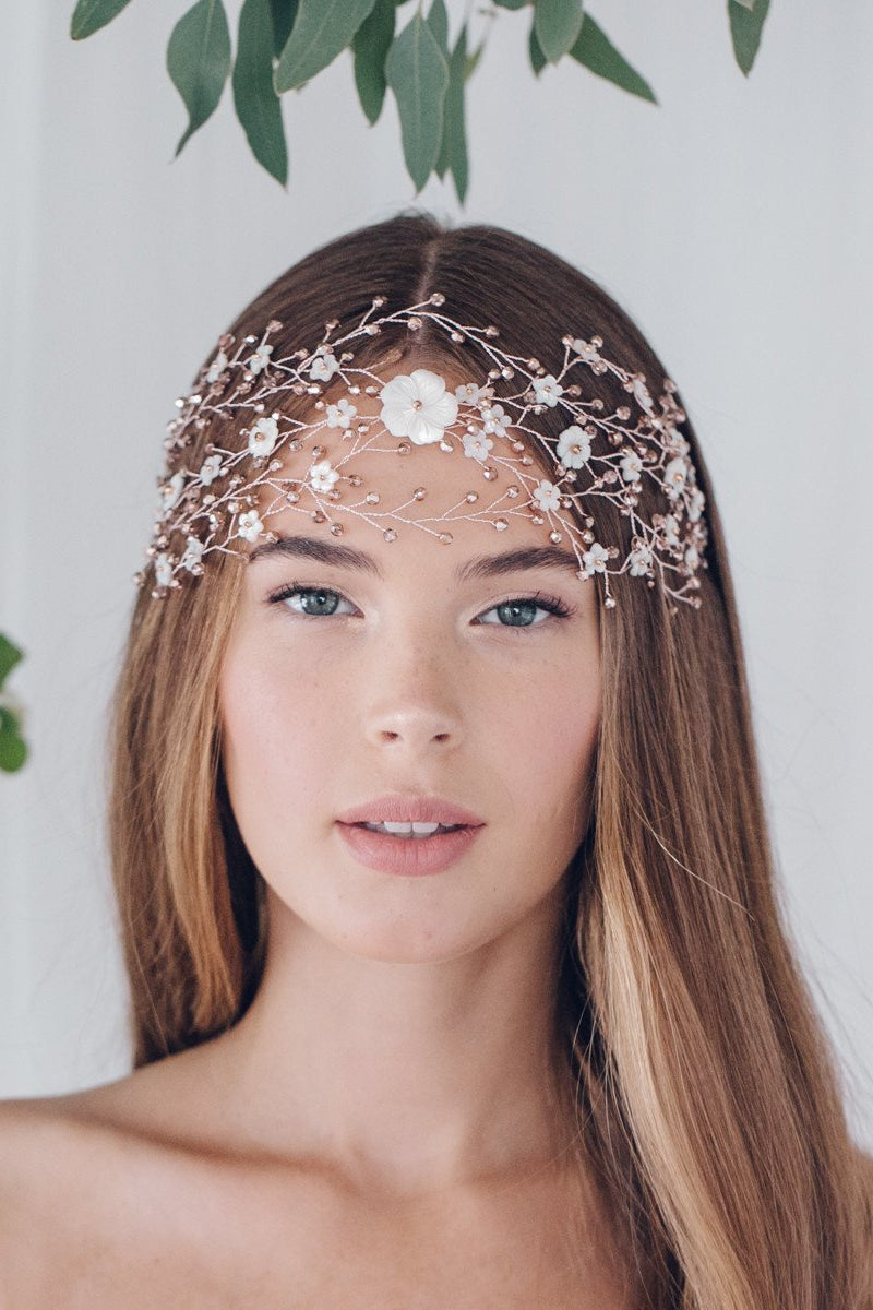Statement bohemian intertwined woven wedding hairvine - Katya