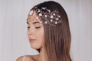 Statement bohemian intertwined woven wedding hairvine - Katya