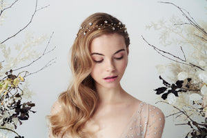 Gold Swarovski star celestial bridal hairvine Larissa Moonlight Collection