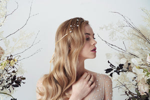 Gold Swarovski star headband wedding hairvine with ribbon ties by Debbie Carlisle