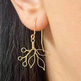 Berry and leaf design gold drop earrings