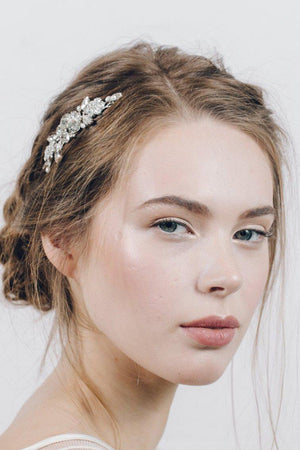 Small crystal and pearl flower bridal hair comb