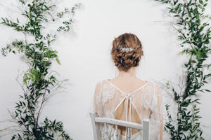 Simple crystal and pearl bridal hair up comb