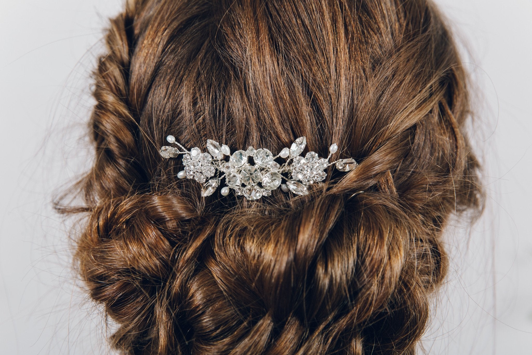 Crystal and pearl up do wedding hair comb