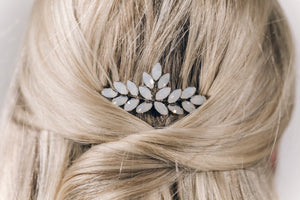 Vintage style Swarovski crystal bridal hair comb in opal - Luna