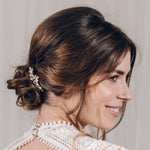 Rose gold vintage style Swarovski crystal wedding hair comb - Luna