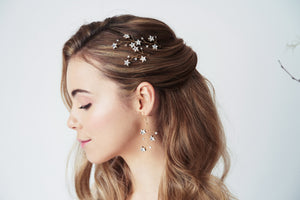 Gold Lunaria Swarovski Crystal star wedding jewellery set