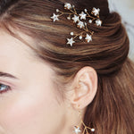 Lunaria Swarovski Crystal star cluster hairpins trio and earrings set by debbiecarlisle.com