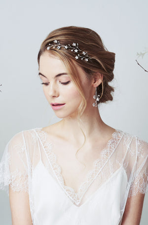 Set of three Swarovski Crystal star celestial bridal hairpins and matching earrings by Debbie Carlisle