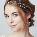 Silver Swarovski Crystal star wedding hairpins trio set Lunaria and bridal earrings
