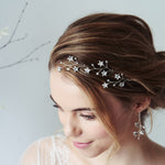Silver Lunaria Swarovski Crystal celestial hairpins and earrings set