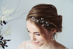 Silver Lunaria Swarovski Crystal celestial hairpins and earrings set