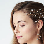 Lunella Swarovski Crystal star cluster hairvine and Lunaria earrings set by debbiecarlisle.com
