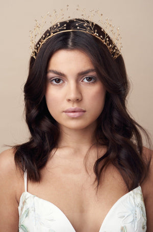 Delicate gold crystal crown - Maeve