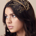 Gold crystal botanical hairpins - May - with matching Maeve crown