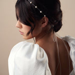 Simple pearl headband with ribbon tie - Pru