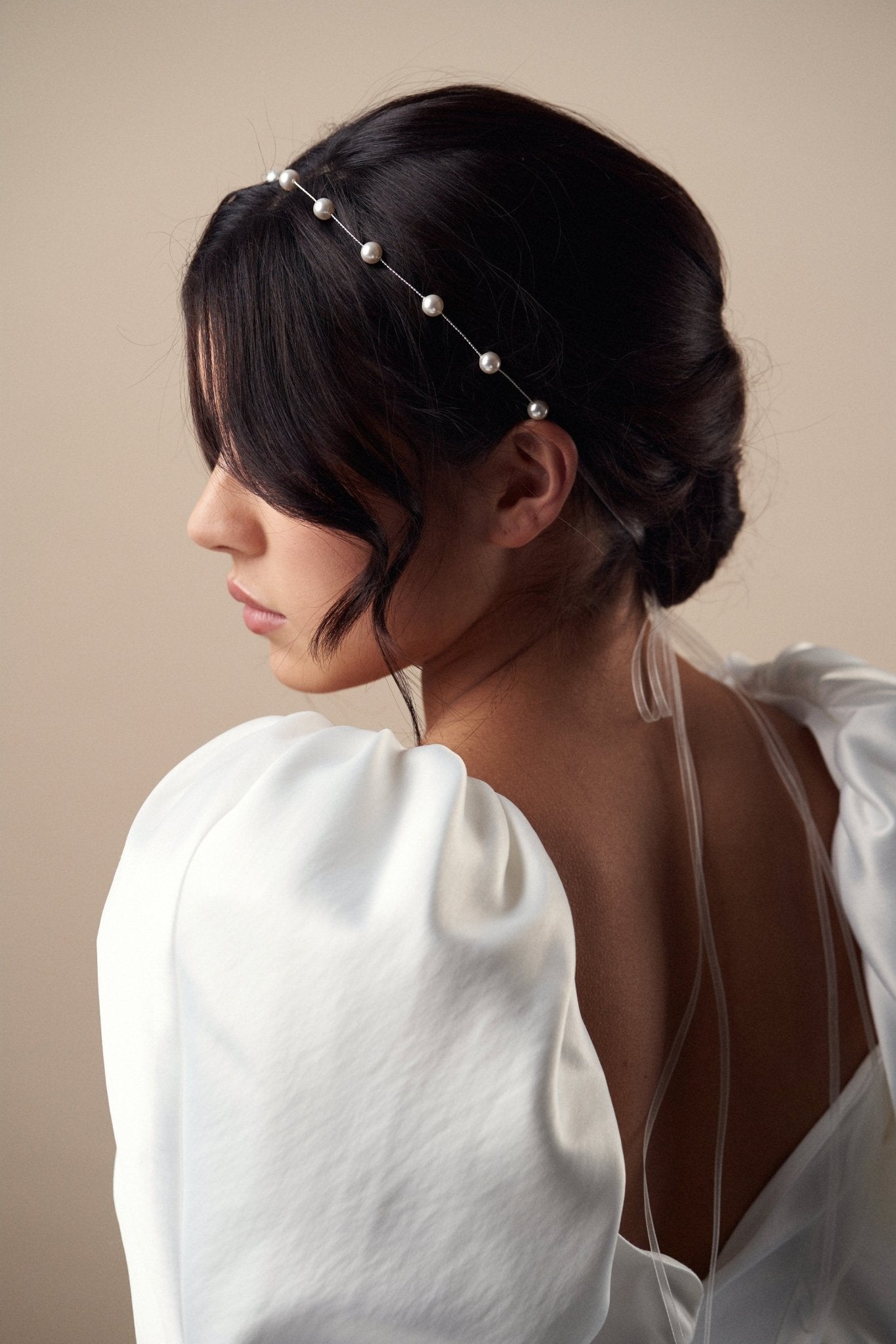 Prue delicate silver pearl headband