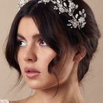 Silver crystal flower crown with matching hairpins - Mabel