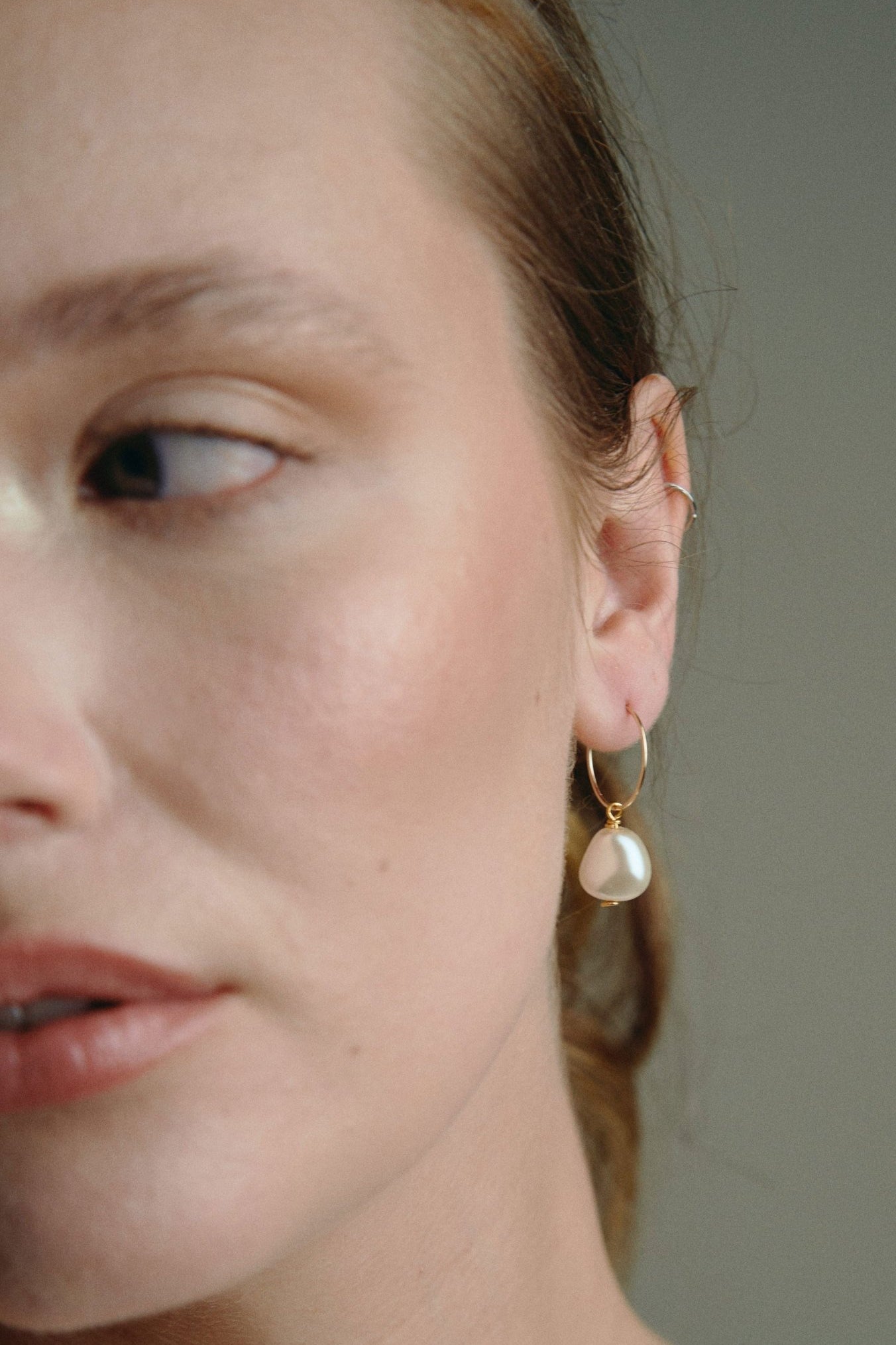 Lyla gold vegan baroque pearl hoop earrings