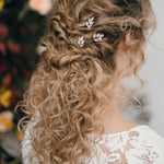 Rose gold crystal wedding hairpins