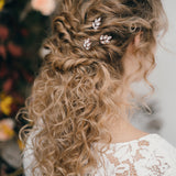 Rose gold crystal wedding hairpins