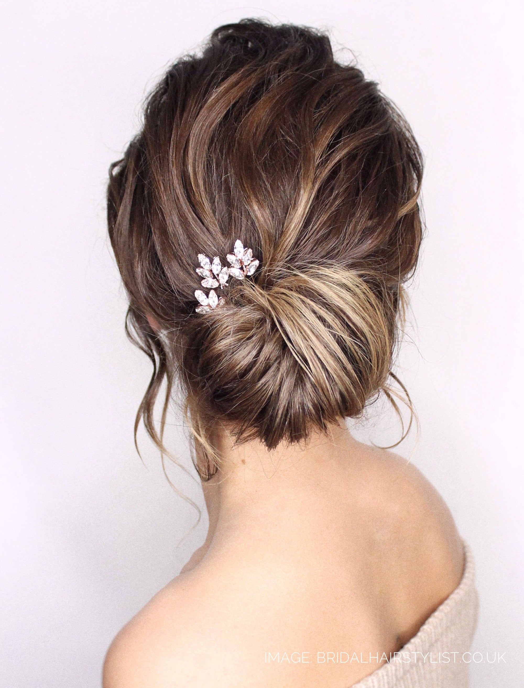 Swarovski crystal wedding hair pin trio set in two tone gold - Lyra