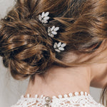 Swarovski crystal bridal hair pin trio in silver opal - Lyra