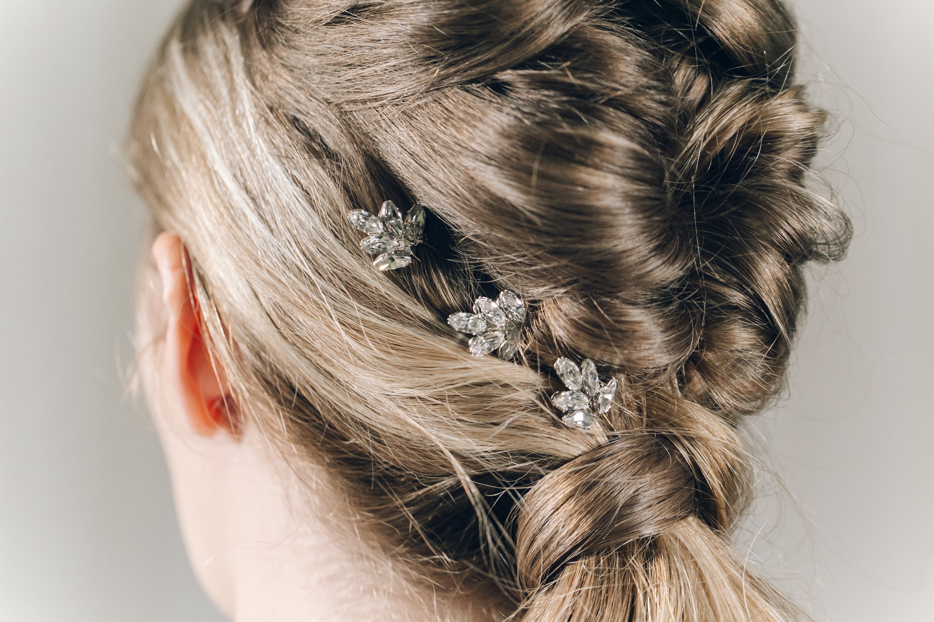 Silver Swarovski crystal bridal hairpin trio - Lyra