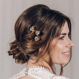 Swarovski crystal bridal hair pin trio set in two tone gold - Lyra