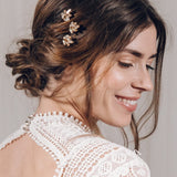 Swarovski crystal wedding hair pin trio set in two tone gold - Lyra