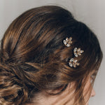 Swarovski crystal bridal hair pin trio in two tone gold - Lyra 