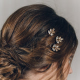 Swarovski crystal bridal hair pin trio in two tone gold - Lyra 