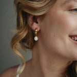 Maddie gold thick hoop baroque pearl earrings