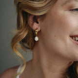 Maddie gold thick hoop baroque pearl earrings