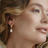 Maddie gold thick hoop baroque pearl earrings
