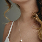 Vegan pearl necklace - silver with round pearl