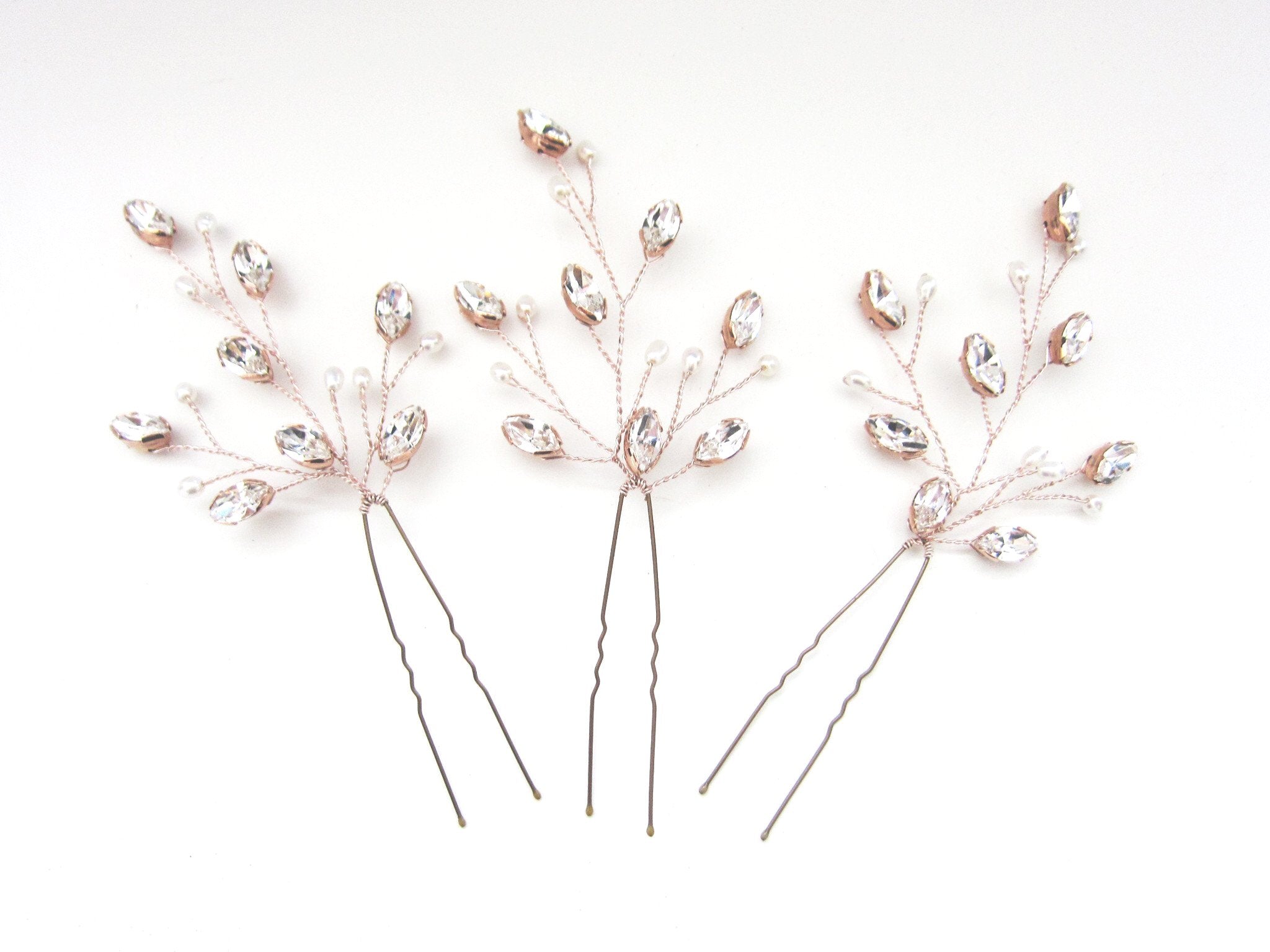 Large leafy crystal wedding hairpin - Maisie - Debbie Carlisle