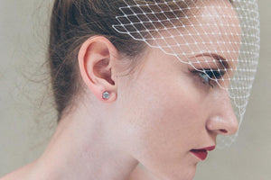 Gold crystal wedding stud earrings with cubic zirconia - Margot - Debbie Carlisle