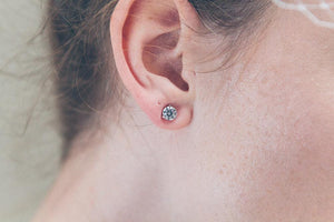 Gold crystal wedding stud earrings with cubic zirconia - Margot - Debbie Carlisle