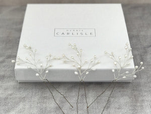Silver freshwater pearl babies breath hairpins