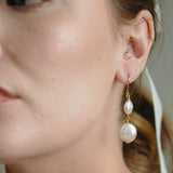 Mimi statement vegan pearl drop earrings gold