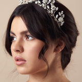 Silver botanical crystal flower crown - Mabel