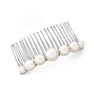 Large Luxury Pearl Comb And Statement Hoop Earrings Set - Mona