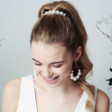 Swarovski Pearl comb and earrings set Mona worn with high ponytail