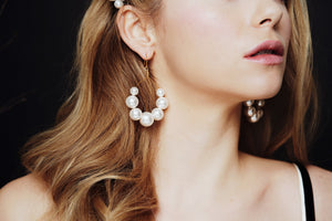 Gold plated Swarovski Pearl hoop earrings Mona by debbiecarlisle.com