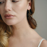 delicate gold wire leaf design earrings