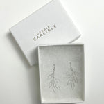 Medium Leaf Design Drop Earrings - silver plated five-leaf design